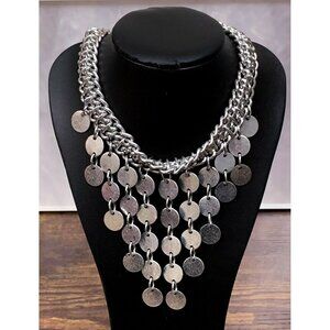 Estate Sarah Coventry Silver-tone Adjustable Chain Link Choker Dangle Necklace!
